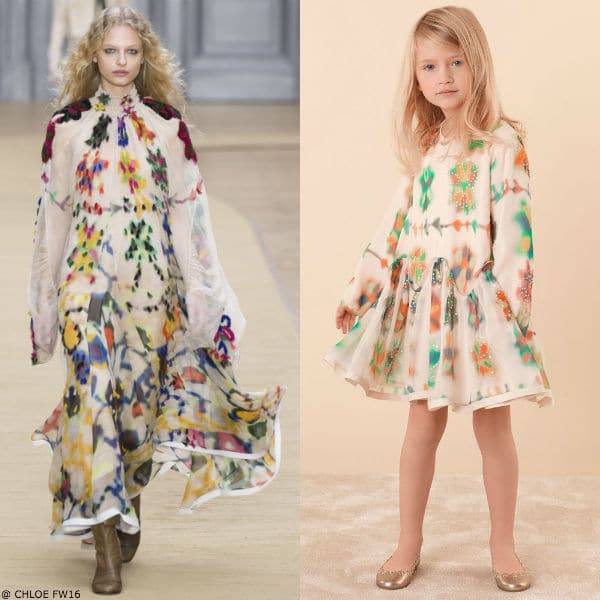 Chloe Girls Mini Me Girls Printed Silk Dress