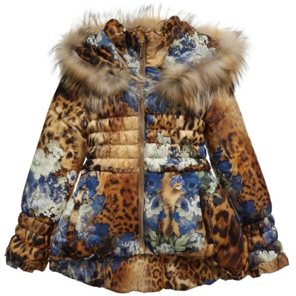 Miss Blumarine Girls Padded Leopard Print Jacket