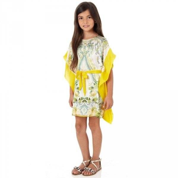 Roberto Cavalli Paisley & 'Yellow Citrus' Silk Kaftan Dress