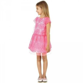 Simonetta Girls Bright Pink Floral Embroidered Special Occasion Dress