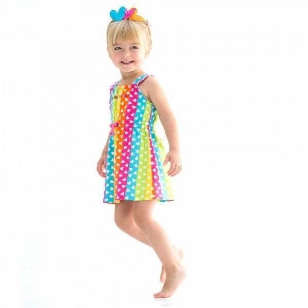 Shop Look AGATHA RUIZ DE LA PRADA Rainbow Stripes & White Heart Print Dress