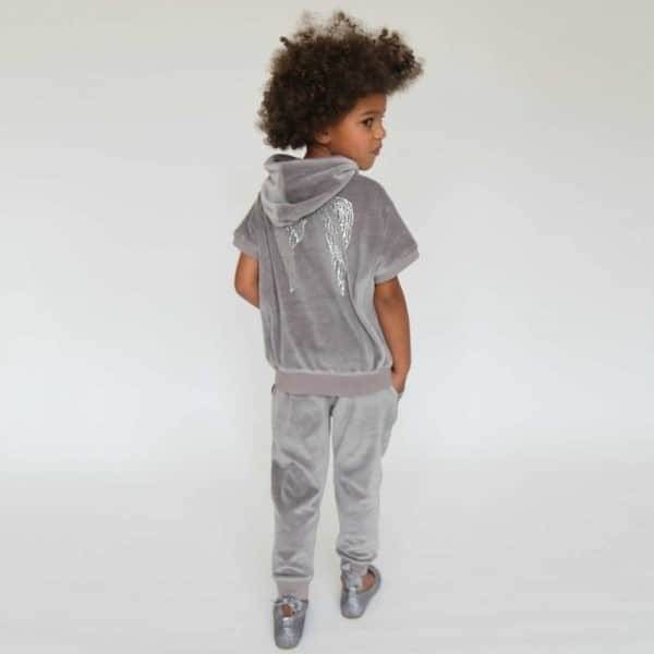 shop look ANGEL'S FACE Grey Velour Hooded Top