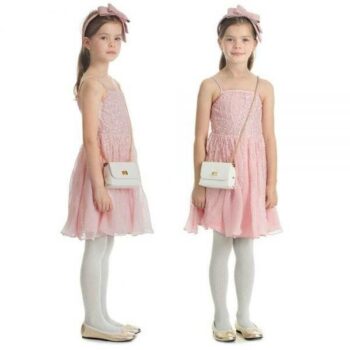 Derhy Kids Girls Pink Sequin Chiffon Sleeveless Party Dress