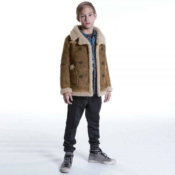 Diesel Kids Girls Beige Leopard Print Faux Fur Jacket