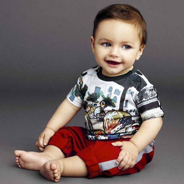 Dolce & Gabbana Baby Boys Russet Red Pants Colorful T-Shirt