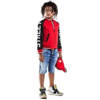 John Galliano Kids Boys Red Cotton Jersey Varsity Jacket