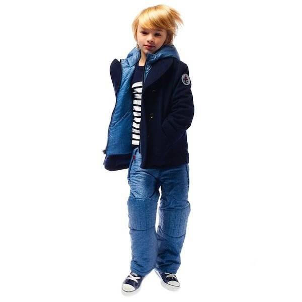 Junior Gaultier Boys Navy Blue Wool 2-in-1 Winter Jacket