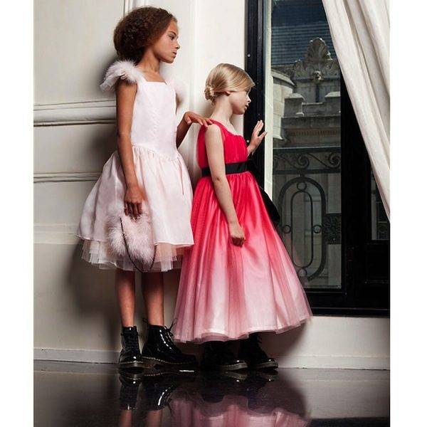 Junior Gaultier Girls Dark Pink Couture Tulle Dress with Sash Bow