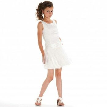 KATE MACK WHITE LACE DRESS WITH TULLE SKIRT