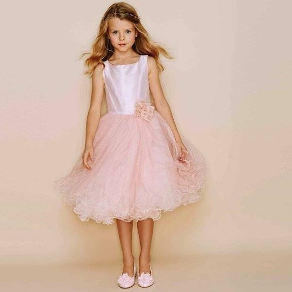 Monnalisa Girls Couture Pink Silk Tulle Special Occasion Dress