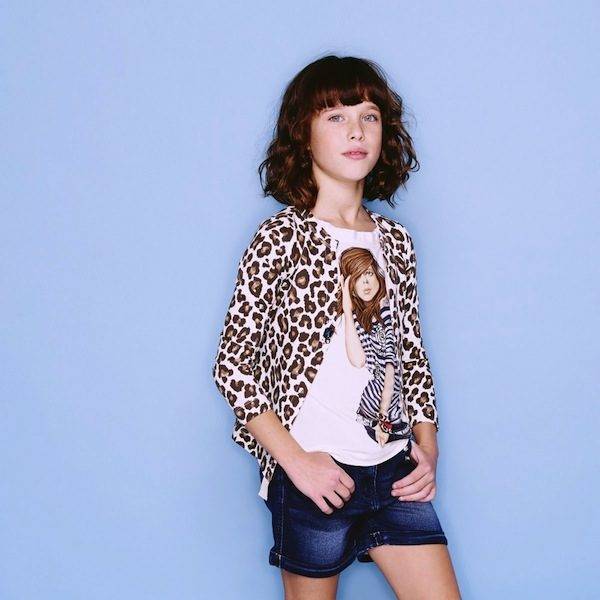 Monnalisa Girls Ivory Headphone Girl T-Shirt Leopard Sweater