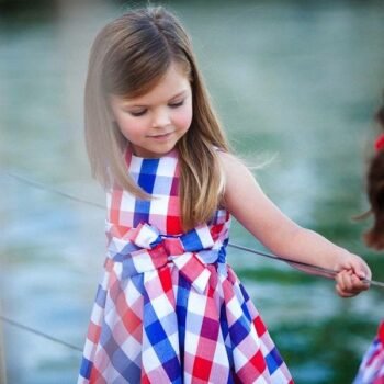 Tutto Piccolo Girls Red & Blue Check Cotton Summer Party Dress