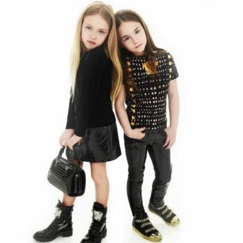 Young Versace Girls Mini Me Black Shiny Faux Leather Pants