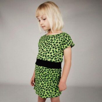 Mini Rodini Green Organic Cotton Jersey Leopard Dress