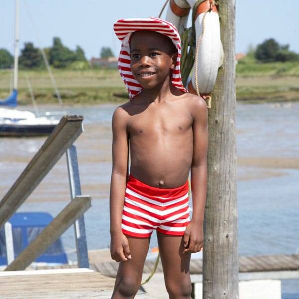 Mitty James Boys Stripe Red Swim Shorts