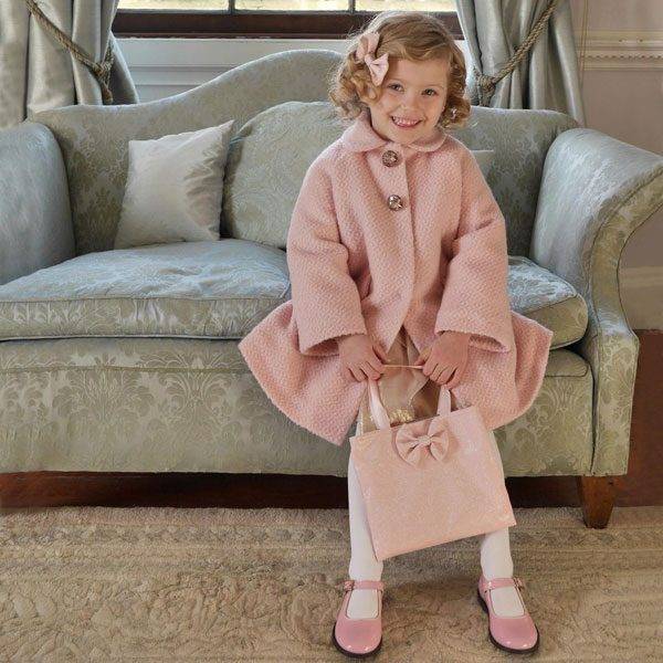 Rachel Riley Pink Boucle Wool Coat