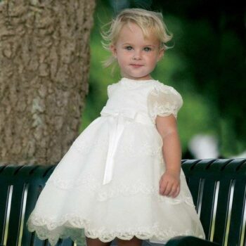 Sarah Louise Girls Ivory Organza Occasion Dress with Beads & Floral Embroidery