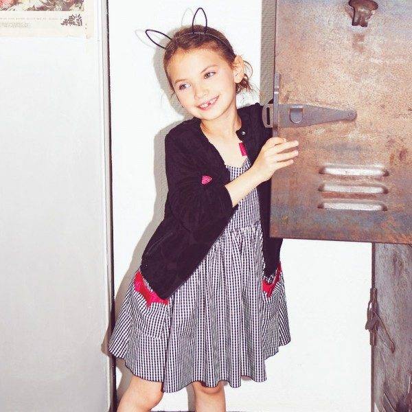 Sonia Rykiel Enfant Gingham Print & Pink Ribbon Dress