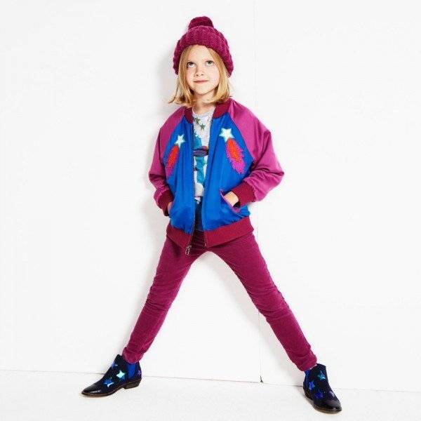Stella McCartney Kids Girls Blue Pink Willow Bomber Jacket