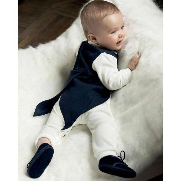ALETTA Boys Ivory Babygrow with Navy Blue Waistcoat