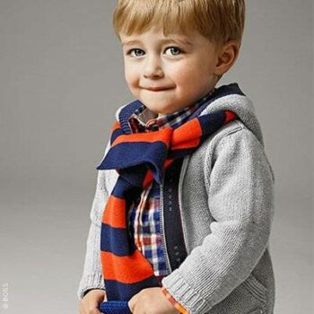Boss Baby Boys Mini Me Grey Navy Blue Knitted Cardigan Sweater