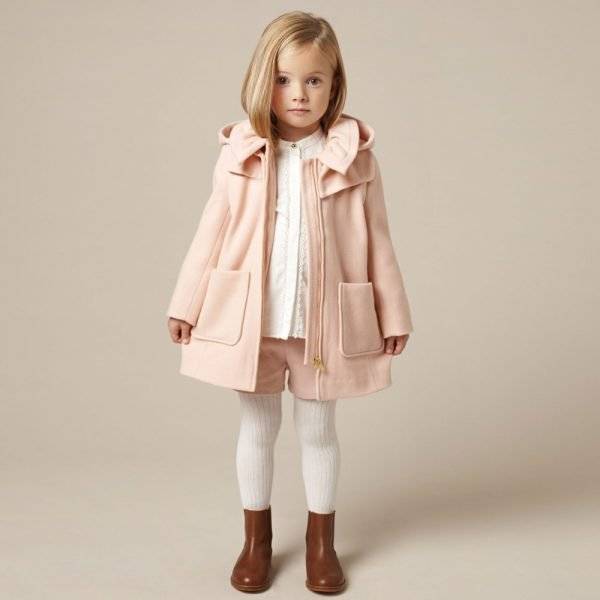 CHLOE Girls Pink Vintage 60s Style Wool Coat