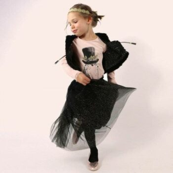 Billieblush Black Tulle Skirt & Fur Gilet