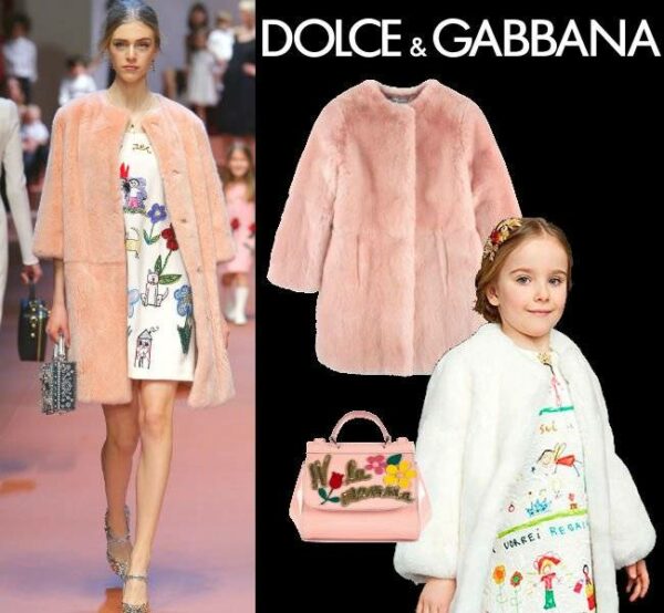 Dolce & Gabbana Girls Mini Me Pink Fur Runway Coat