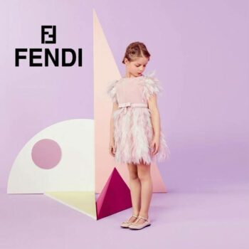 FENDI Pale Pink Silk Chiffon Feather Dress