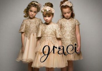 GRACI Pink Gold Sequined Tulle Dress