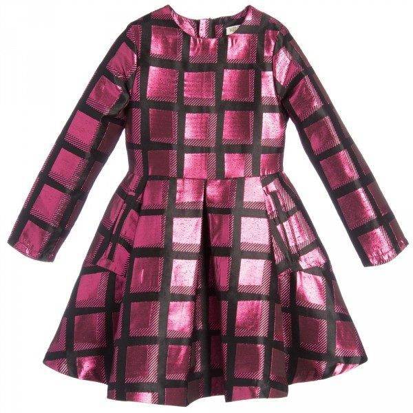 KENZO Pink Metallic Neon Check Dress