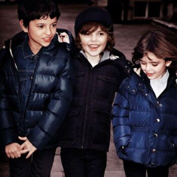 BURBERRY Boys Hooded Black Puffer Coat with Fur Trim