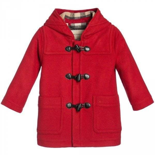 BURBERRY Girls Red Wool Duffle Coat