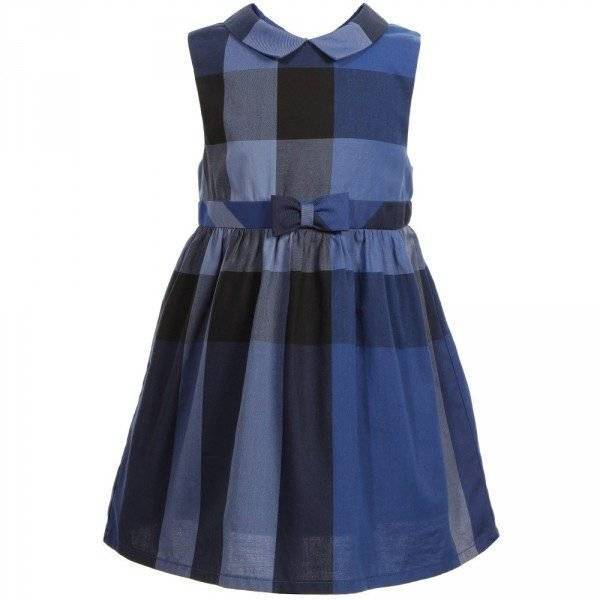 Burberry Girls Blue Check Cotton Dress