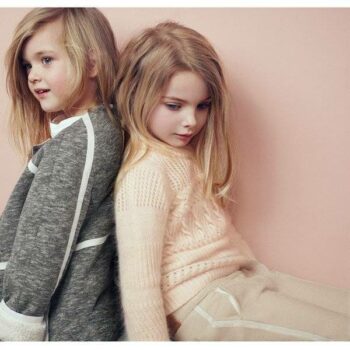 CHLOE Girls Pale Pink & Grey Soft Knitted Sweater