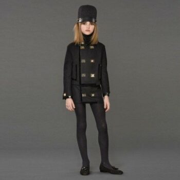 DSQUARED2 Girls Black Wool Jacket with Gold Buckles
