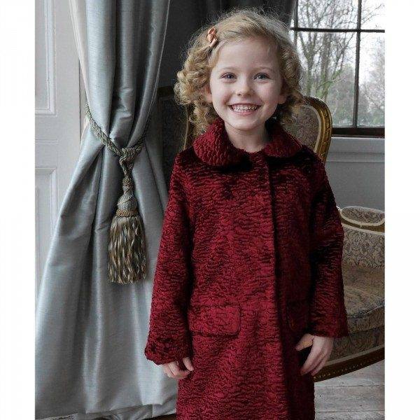 RACHEL RILEY Girls Red Astrakhan Coat
