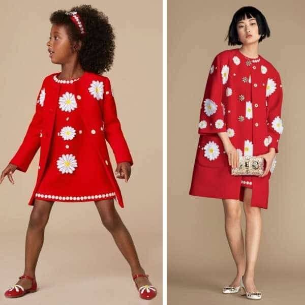 Dolce Gabbana Girls Mini Me Red Wool Daisy Dress
