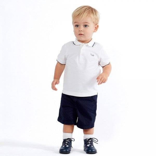 IL GUFO Boys White Cotton Piqué Polo Shirt & Navy Shorts
