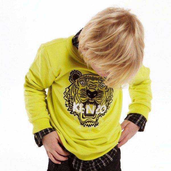 KENZO Boys Lime Green Tiger Sweatshirt