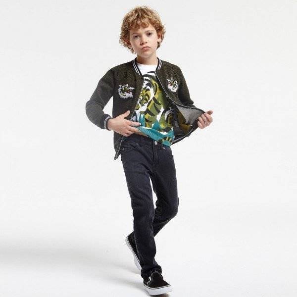 KENZO Boys White 'Jungle Kids' Top with Green Tiger