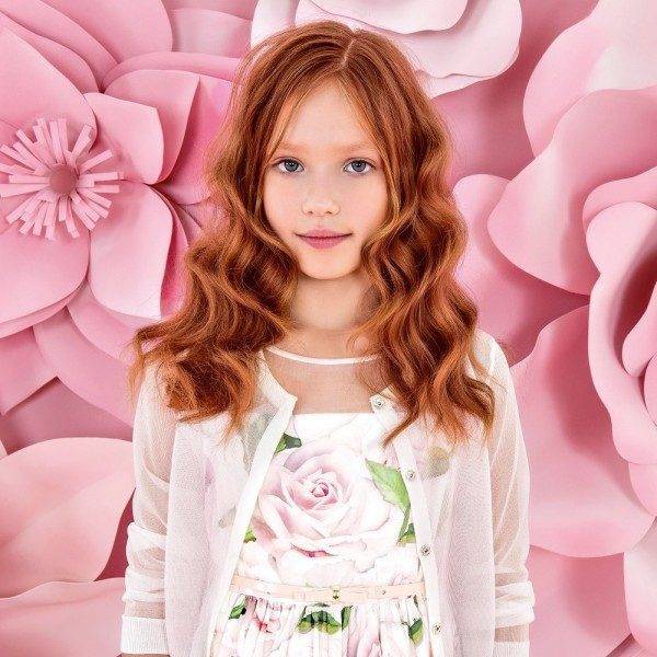 MONNALISA CHIC Pink Rose Print Cotton & Silk Dress