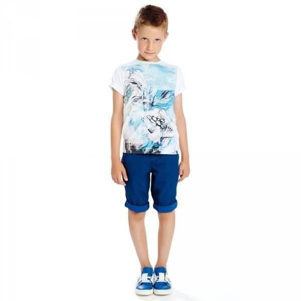 ROBERTO CAVALLI Boys White & Blue Koi Fish T-Shirt