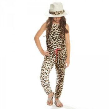 ROBERTO CAVALLI Girls Cotton Jersey Leopard Print Jumpsuit
