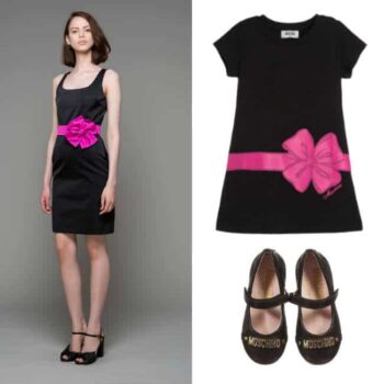 MOSCHINO KID-TEEN Black 'Bow' Print Cotton Jersey Dress