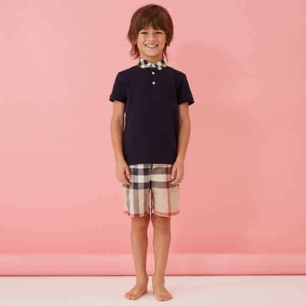 BURBERRY-Boys-Navy-Blue-Cotton-Piqué-Polo-Shirt-Checked-Shorts