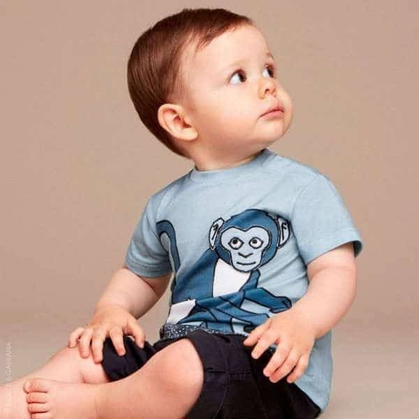 DOLCE & GABBANA Baby Boys Blue Monkey T-Shirt