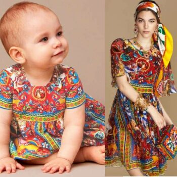 DOLCE & GABBANA Baby Girls Mini me 'Carretto Siciliano' Dress with Knickers