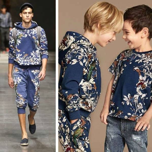 Dolce & Gabbana Boys Mini Me Blue Botanical Print Hooded Top & Pants