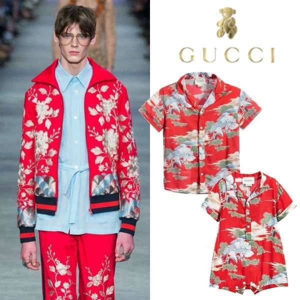 Gucci Boys Red Oriental Eagle Print Outfits